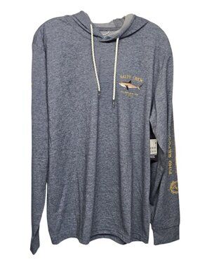 Salty Crew Premium Technical Tee Mens L Long Sleeve Bruce Hood Navy Shark NWT